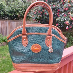 Vintage Dooney & Bourke All Weather Leather Dark Green Satchel